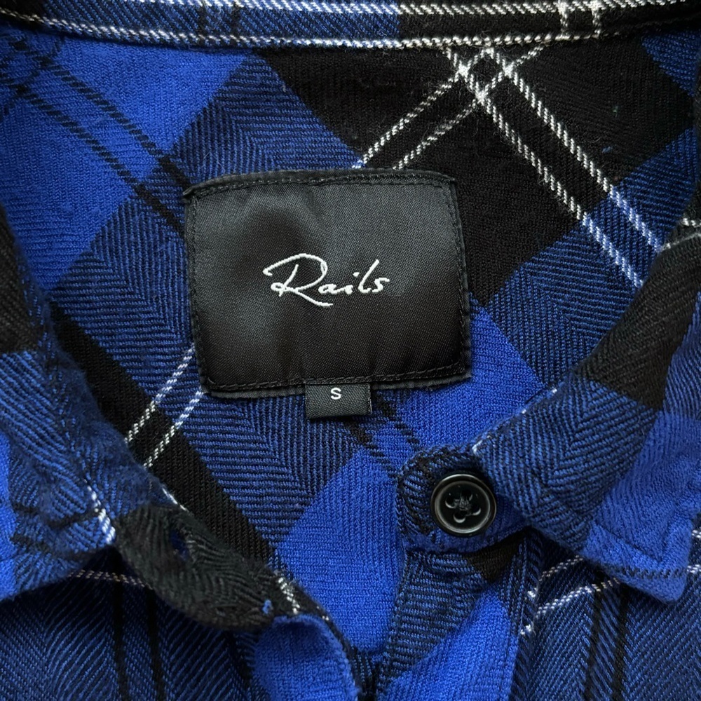 Rails Dylan Cobalt Tartan Plaid Button Down Cropp… - image 8